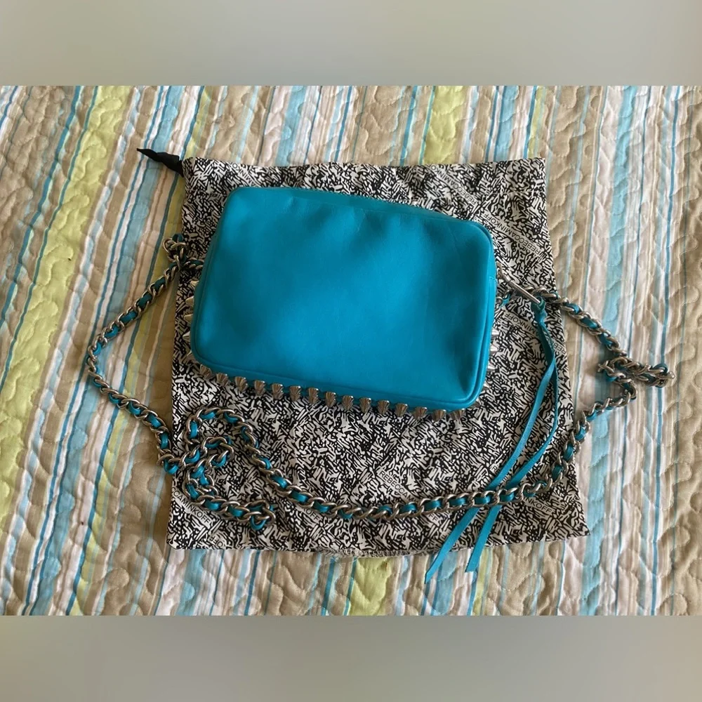 Rebecca Minkoff Studded Turquoise Crossbody Leather Bag - Picture 1 of 10